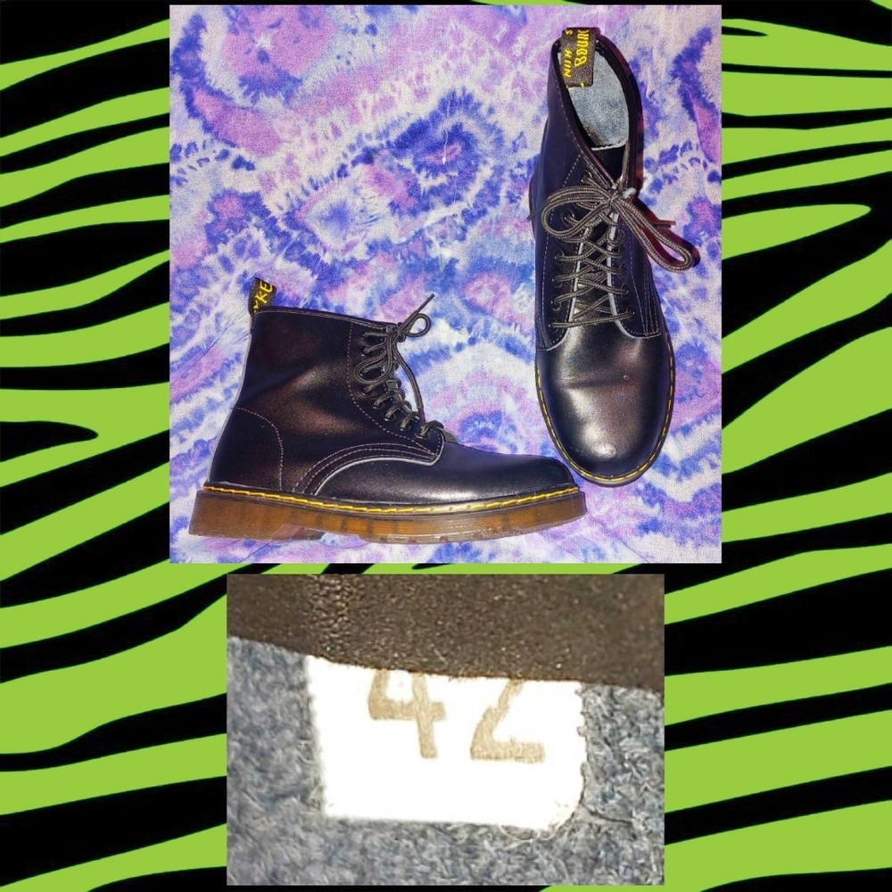 Unknown brand Black Faux Leather Lace-Up Combat Boots Sz 42(9.5-10 US)